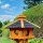 DARLUX Vogel Futter Haus XL Sechseck Holz Vogelhaus Futterstelle Braun/ Schwarz Garten Vogelfutterhaus Wetterfest