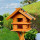 DARLUX Rechteckige Vogelvilla XL Doppelstock Vogelhaus aus Holz Braun/ Blau