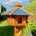 DARLUX Vogel Futter Haus XL Sechseck Holz Vogelhaus Futterstelle Braun/ Blau Garten Vogelfutterhaus Wetterfest