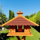 DARLUX Rechteckiges Vogel Futter Haus XL Futterstelle Holz Vogelhaus Braun/ Rot
