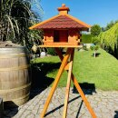 DARLUX Rechteckiges Vogelfutterhaus XL Futterstelle Vogelhaus+Ständer Braun/ Rot