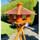 DARLUX Rechteckiges Vogelfutterhaus XL Futterstelle Vogelhaus+Ständer Braun/ Rot