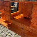 DARLUX Rechteckiges Vogelfutterhaus XL Futterstelle Vogelhaus+Ständer Braun/ Rot