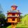 DARLUX Vogelvilla XXL Sechseck Doppelstock Vogelhaus Futterstelle Braun/ Blau Garten Vogelfutterhaus Wetterfest