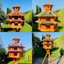 DARLUX Vogelvilla XXL Sechseck Doppelstock Vogelhaus...