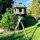 DARLUX Vogelfutterhaus XL Sechseck Vogelhaus + Ständer Futterstelle Braun/ Grün Garten Vogelfutterhaus Wetterfest