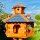 DARLUX Vogel Futter Haus XXL Futterstelle Sechseck Holz Vogelhaus Braun/ Blau Garten Vogelfutterhaus Wetterfest