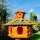 DARLUX Vogel Futter Haus XXL Futterstelle Sechseck Holz Vogelhaus Braun/ Grün Garten Vogelfutterhaus Wetterfest