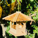 DARLUX Sechseck Holz Vogel Futter Haus L Futterstelle Hängend Natur/ Natur