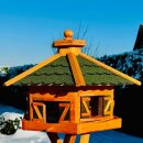 DARLUX Vogelfutterhaus XL Sechseck Vogelhaus Holz Futterstelle Braun/ Grün  Garten Vogelfutterhaus Wetterfest
