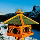 DARLUX Vogelfutterhaus XL Sechseck Vogelhaus Holz Futterstelle Braun/ Grün  Garten Vogelfutterhaus Wetterfest