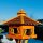DARLUX Vogelfutterhaus XL Sechseck Vogelhaus Holz Futterstelle Braun/ Rot Garten Vogelfutterhaus Wetterfest
