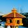 DARLUX Vogelfutterhaus XL Sechseck Vogelhaus Holz Futterstelle Braun/ Rot Garten Vogelfutterhaus Wetterfest