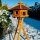 DARLUX Vogelfutterhaus XL Sechseck Vogelhaus + Ständer Futterstelle Braun/ Rot Garten Vogelfutterhaus Wetterfest