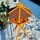 DARLUX Vogelfutterhaus XL Sechseck Vogelhaus + Ständer Futterstelle Braun/ Rot Garten Vogelfutterhaus Wetterfest