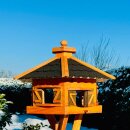 DARLUX Vogelfutterhaus XL Sechseck Vogelhaus Holz Futterstelle Braun/ Schwarz Garten Vogelfutterhaus Wetterfest