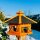 DARLUX Vogelfutterhaus XL Sechseck Vogelhaus Holz Futterstelle Braun/ Schwarz Garten Vogelfutterhaus Wetterfest