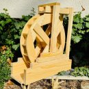 DARLUX Garten-Deko Holz Wasserrad XL mit Rinne , Wasserspiel, Wassermühle , Gartendekoration, Deko Kaskade, Höhe 59 cm Natur