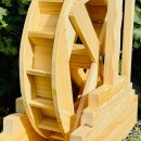 DARLUX Garten-Deko Holz Wasserrad XL mit Rinne , Wasserspiel, Wassermühle , Gartendekoration, Deko Kaskade, Höhe 59 cm Natur