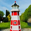 DARLUX Deko Holz Sechseck Leuchtturm XXL Rot/ Weiß Höhe 1,30m Haus u. Garten