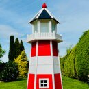 DARLUX Deko Holz Sechseck Leuchtturm XXL Rot/ Weiß Höhe 1,30m Haus u. Garten