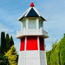 DARLUX Deko Holz Sechseck Leuchtturm XXL Rot/ Weiß Höhe 1,30m Haus u. Garten