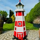 DARLUX Deko Holz Sechseck Leuchtturm XXL Rot/ Weiß Höhe 1,30m Haus u. Garten