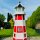DARLUX Deko Holz Sechseck Leuchtturm XXL Rot/ Weiß Höhe 1,30m Haus u. Garten
