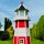 DARLUX Deko Holz Sechseck Leuchtturm XXL Rot/ Weiß Höhe 1,30m Haus u. Garten