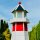 DARLUX Deko Holz Sechseck Leuchtturm XXL Rot/ Weiß Höhe 1,30m Haus u. Garten