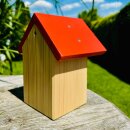 DARLUX Garten Wildbienen- Insektenhotel Nisthilfe Holzstamm Natur/ Dach Rot zum Hängen o. Stellen  180 mm Wetterfest Artgerecht nach NABU
