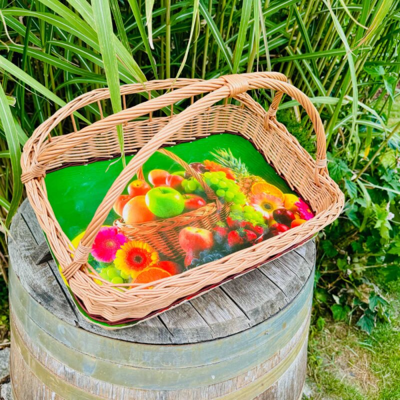 Weidentablett Garten Früchtekorb mit Griff Servier Tablettkorb mit Mo, 29,95 €