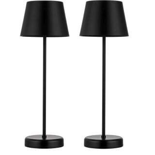 2xLED AKKU Tischleuchte Warmweiss Touch Dimmbar 2W Warmweiss IP44 Schwarz 200 lm