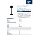 2xLED AKKU Tischleuchte Warmweiss Touch Dimmbar 2W Warmweiss IP44 Schwarz 200 lm