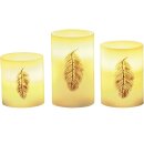 3er Set Pauleen 48248 LED Golden Feather Echtwachskerze...
