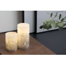 2er Set Pauleen 48008 LED Glowing Glitter Echtwachskerze Weiss Silber Warmweiss