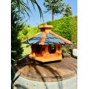 DARLUX Vogelfutterhaus I Futterstelle I Sechseck Vogelhaus I aus Holz I Braun/ Blau I Garten I Vogelfutterhaus I Wetterfest