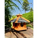 DARLUX Vogelfutterhaus I Futterstelle I Sechseck Vogelhaus I aus Holz I Braun/Schwarz IGarten I Vogelfutterhaus I Wetterfest