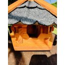 DARLUX Vogelfutterhaus I Futterstelle I Sechseck Vogelhaus I aus Holz I Braun/Schwarz IGarten I Vogelfutterhaus I Wetterfest