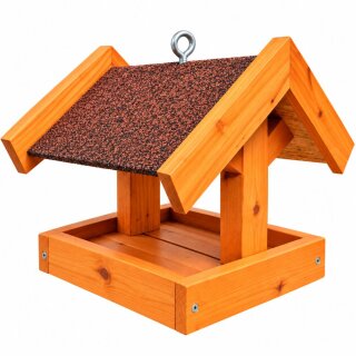 DARLUX Rechteckiges Vogelhaus zum Aufhängen oder Aufstellen Braun/Rot Holz