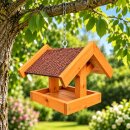 DARLUX Rechteckiges Vogelhaus zum Aufhängen oder Aufstellen Braun/Rot Holz