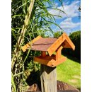 DARLUX Rechteckiges Vogelhaus zum Aufhängen oder Aufstellen Braun/Rot Holz