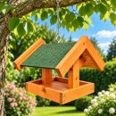 DARLUX Rechteckiges Vogelhaus zum Aufhängen oder Aufstellen Braun/Grün Holz
