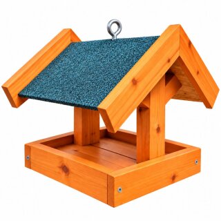 DARLUX Rechteckiges Vogelhaus zum Aufhängen oder Aufstellen Braun/Blau Holz