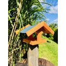 DARLUX Rechteckiges Vogelhaus zum Aufhängen oder Aufstellen Braun/Blau Holz