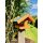 DARLUX Rechteckiges Vogelhaus zum Aufhängen oder Aufstellen Braun/Blau Holz