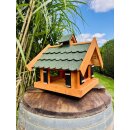 DARLUX Rechteckiges Vogel Futter Haus  Futterstelle Holz Vogelhaus Braun / Grün
