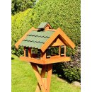 DARLUX Rechteckiges Vogel Futter Haus Holz Vogelhaus + Ständer Braun / Grün