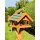 DARLUX Rechteckiges Vogel Futter Haus Holz Vogelhaus + Ständer Braun / Grün