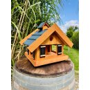 DARLUX Rechteckiges Vogel Futter Haus  Futterstelle Holz Vogelhaus Braun / Blau